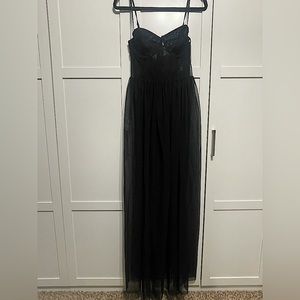 Black Bodysuit Dress, Sheer Overlay